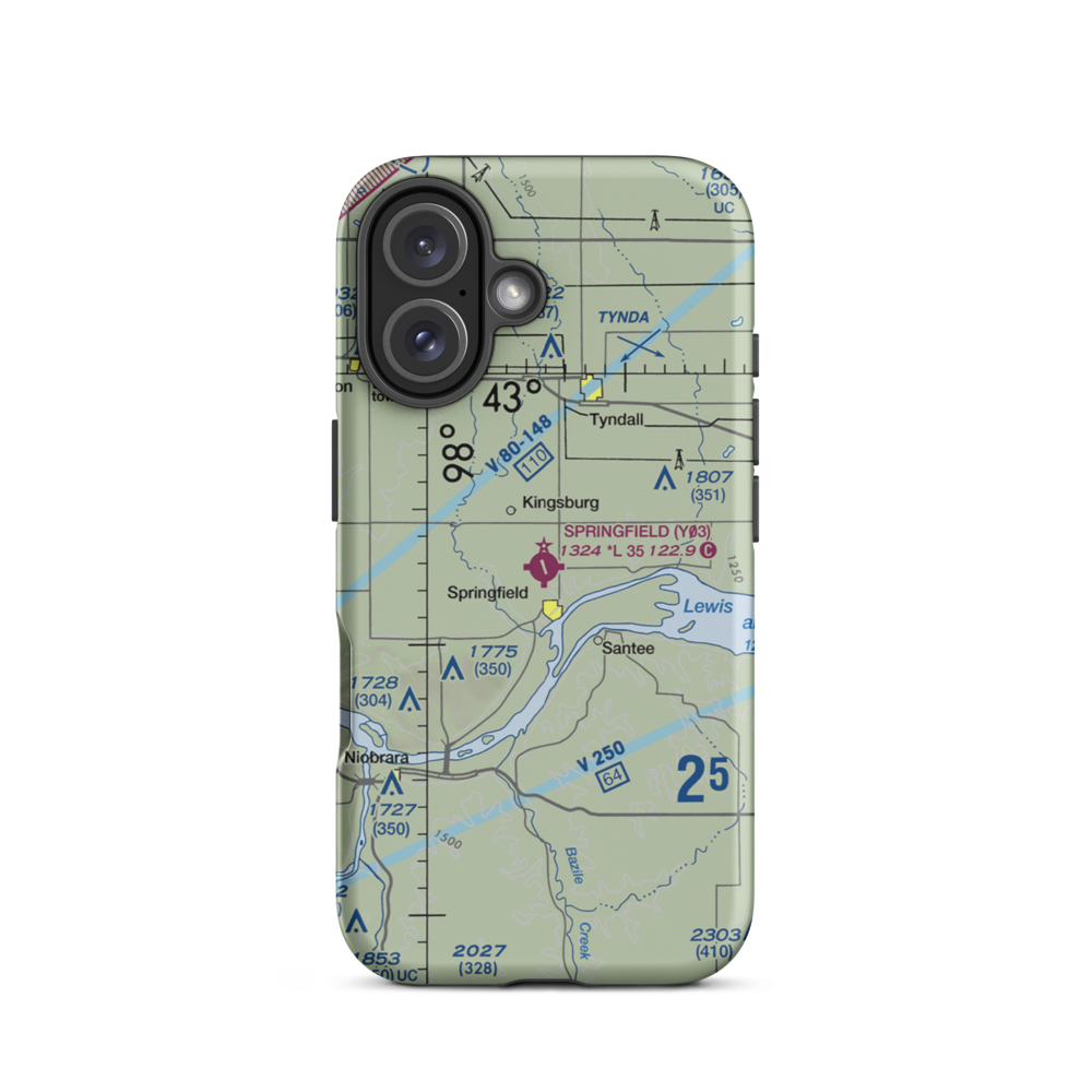 Springfield Municipal Airport (Y03) VFR Sectional  Tough iPhone Case iPhone 16 model shown