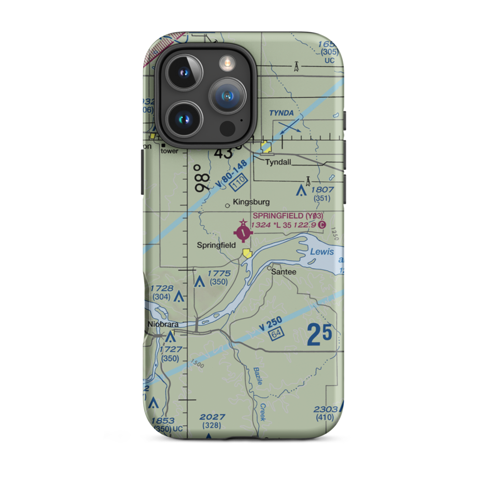 Springfield Municipal Airport (Y03) VFR Sectional  Tough iPhone Case iPhone 16 Pro Max model shown
