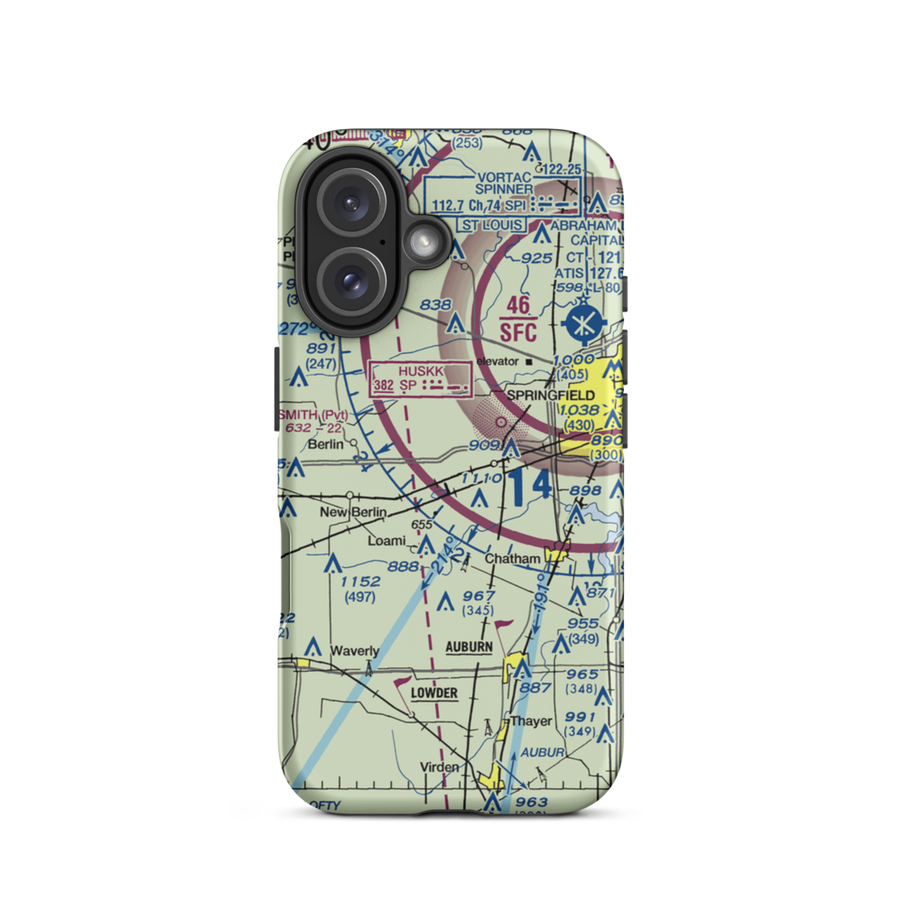 Springfield Southwest Airpark (IL97) VFR Sectional  Tough iPhone Case iPhone 16 model shown