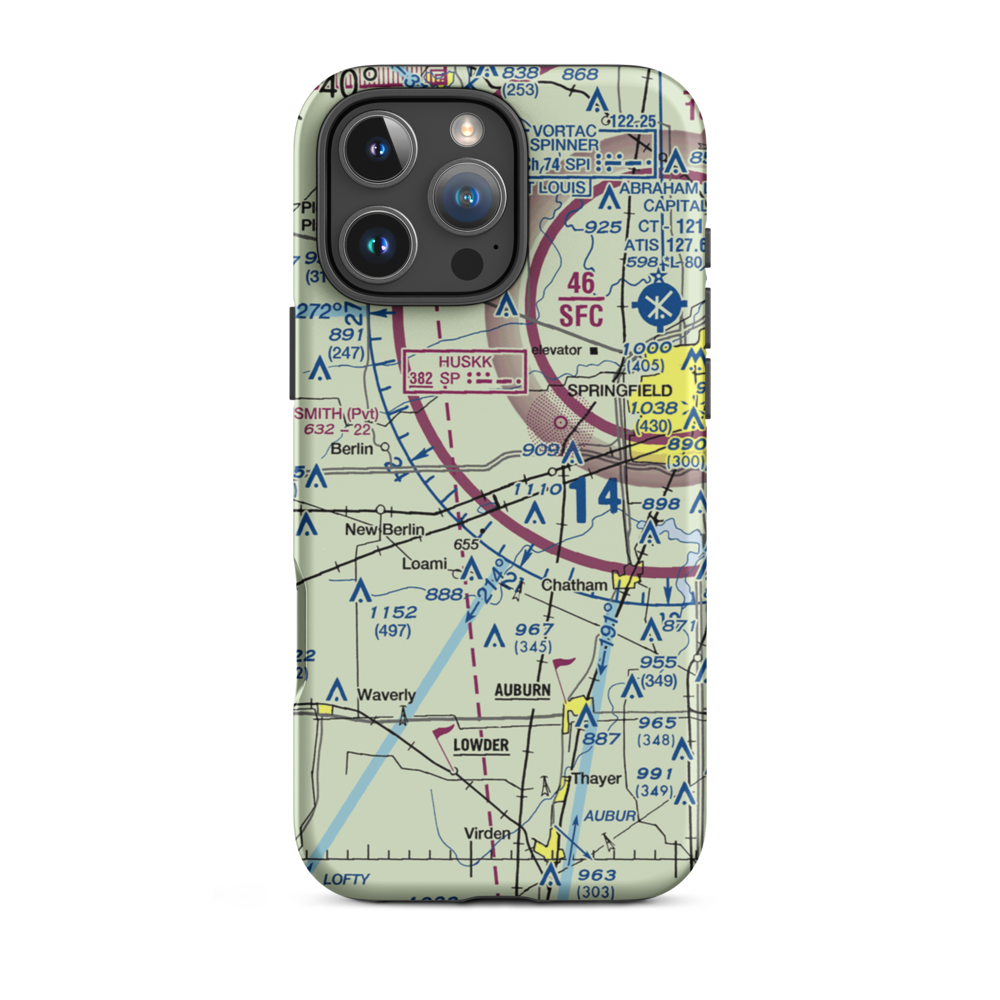 Springfield Southwest Airpark (IL97) VFR Sectional  Tough iPhone Case iPhone 16 Pro Max model shown