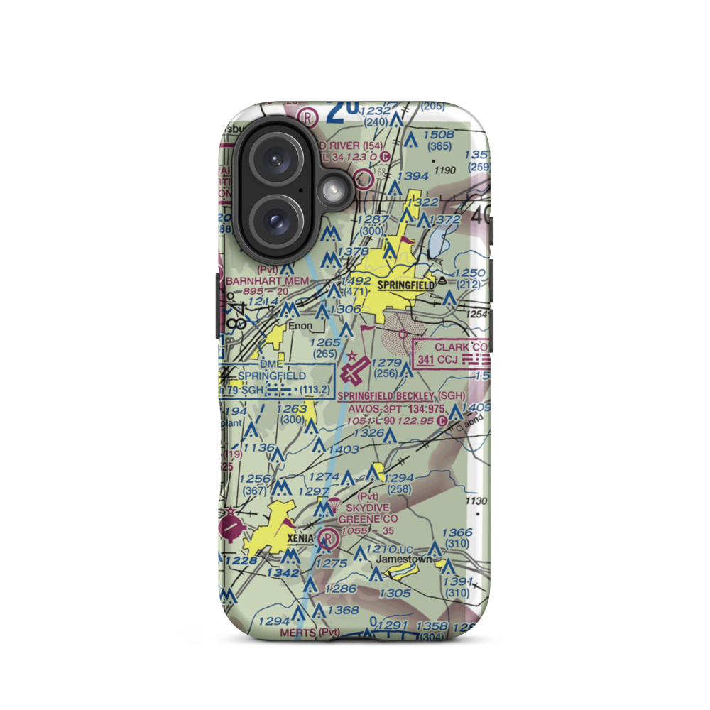 Springfield-Beckley Municipal Airport (SGH) VFR Sectional  Tough iPhone Case iPhone 16 model shown