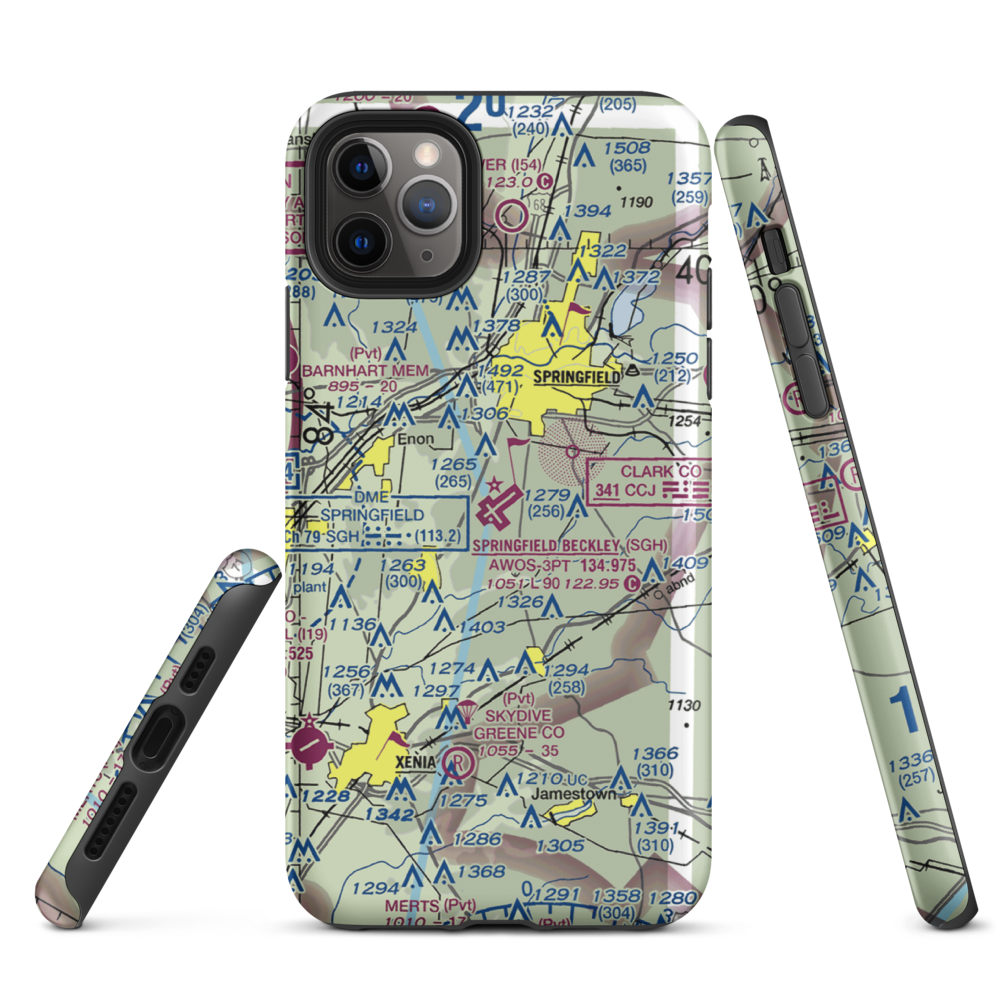 Springfield-Beckley Municipal Airport (SGH) VFR Sectional  Tough iPhone Case iPhone 11 Pro Max model shown