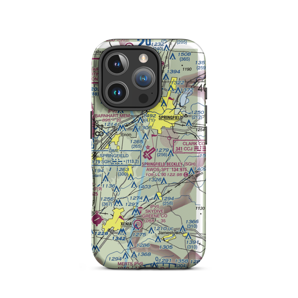 Springfield-Beckley Municipal Airport (SGH) VFR Sectional  Tough iPhone Case iPhone 16 Pro model shown