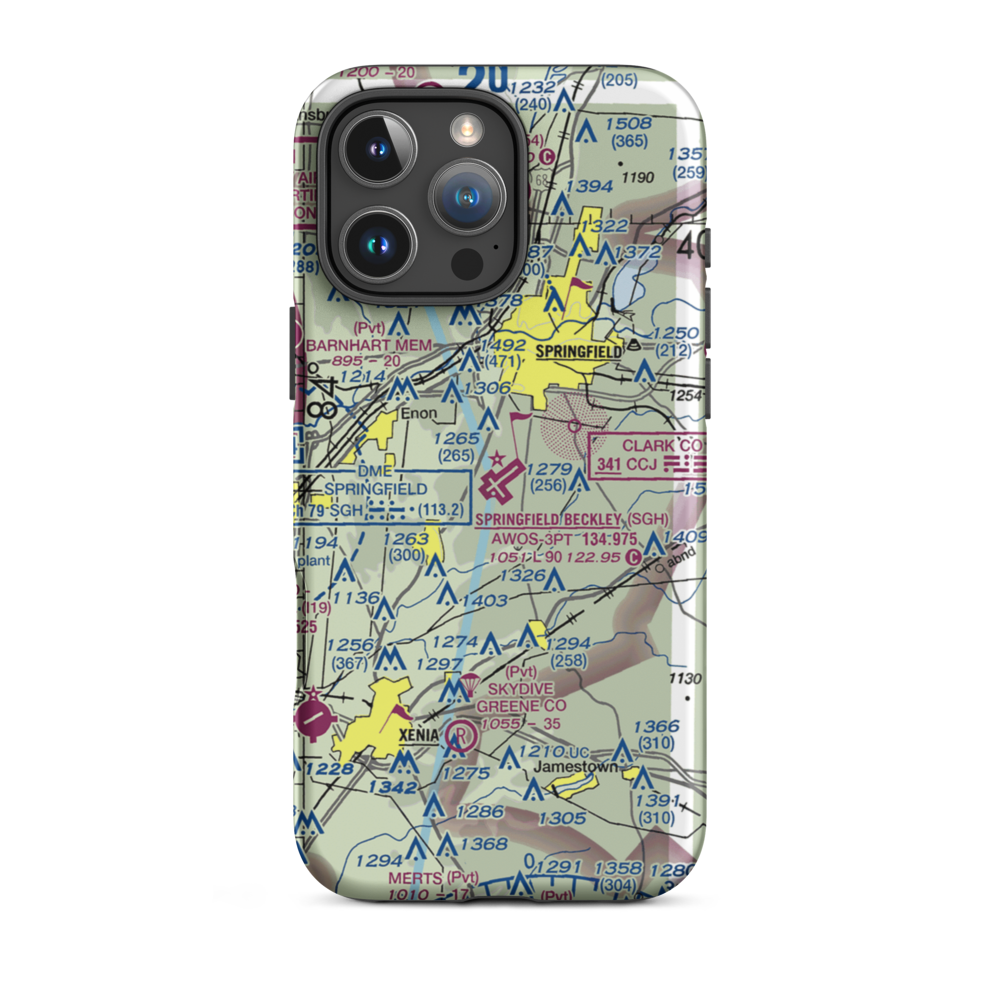 Springfield-Beckley Municipal Airport (SGH) VFR Sectional  Tough iPhone Case iPhone 16 Pro Max model shown