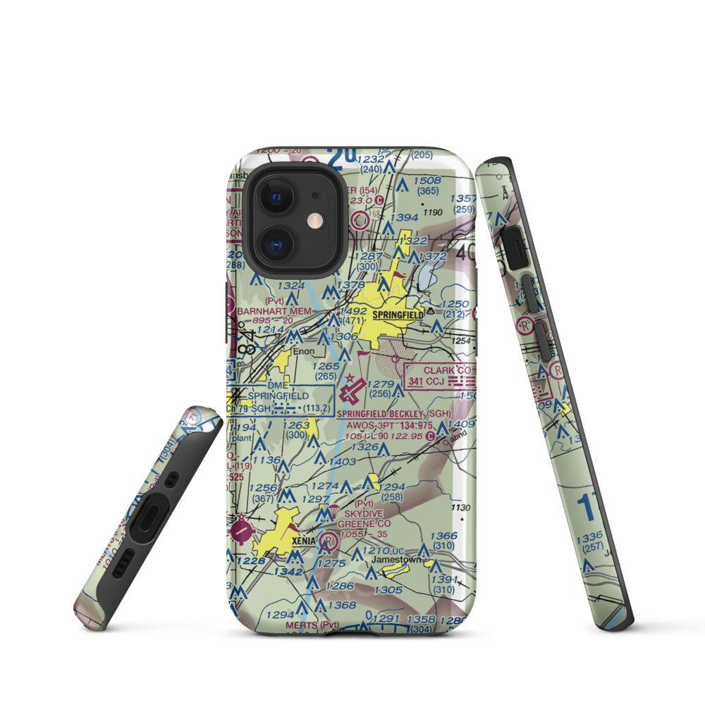 Springfield-Beckley Municipal Airport (SGH) VFR Sectional  Tough iPhone Case iPhone 12 mini model shown
