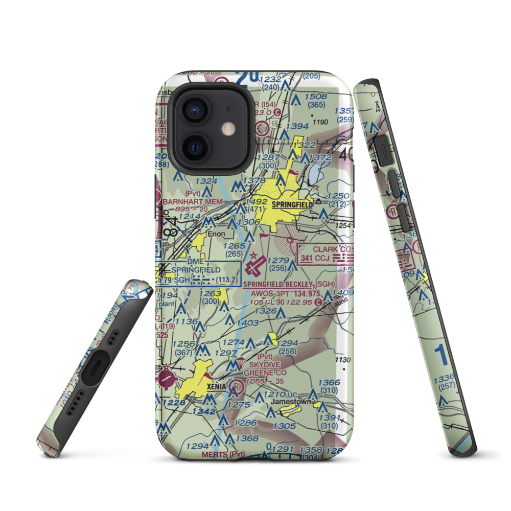 Springfield-Beckley Municipal Airport (SGH) VFR Sectional  Tough iPhone Case iPhone 12 model shown
