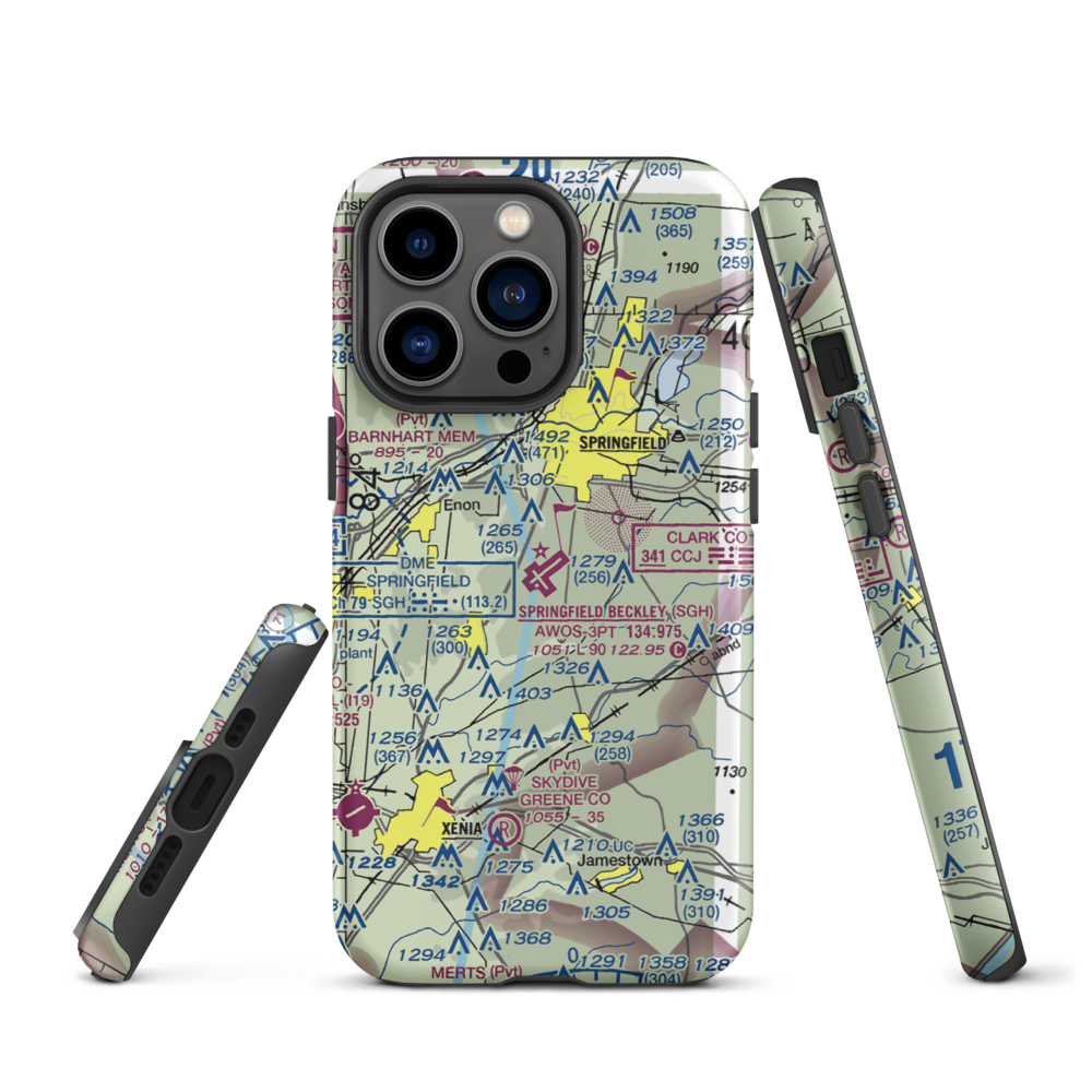 Springfield-Beckley Municipal Airport (SGH) VFR Sectional  Tough iPhone Case iPhone 13 Pro model shown