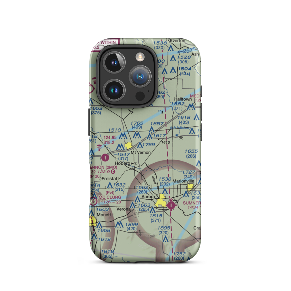 Springhill Airport (77MO) VFR Sectional  Tough iPhone Case iPhone 16 Pro model shown