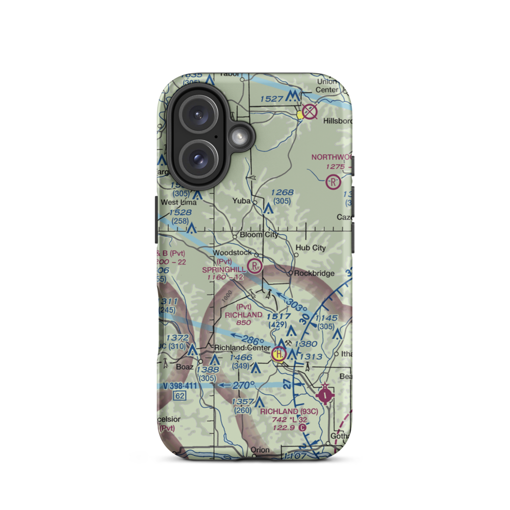 Springhill Field Airport (7WI7) VFR Sectional  Tough iPhone Case iPhone 16 model shown