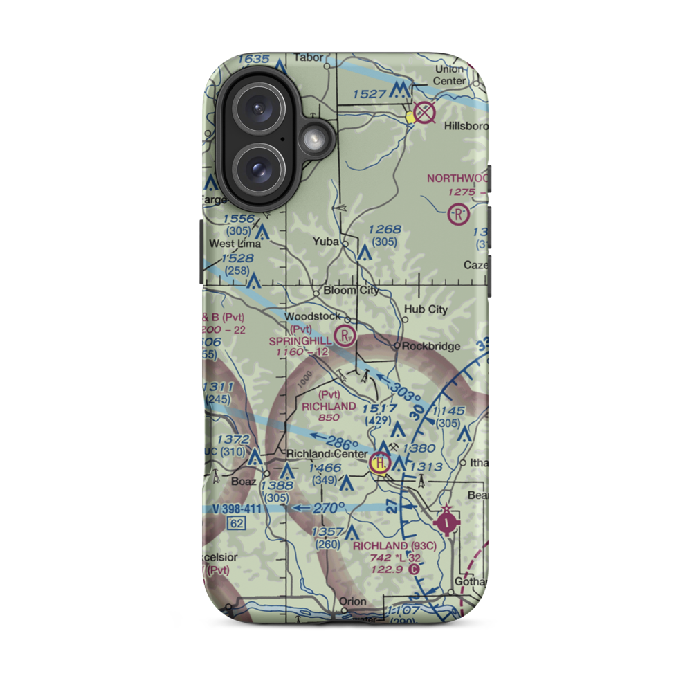 Springhill Field Airport (7WI7) VFR Sectional  Tough iPhone Case iPhone 16 Plus model shown