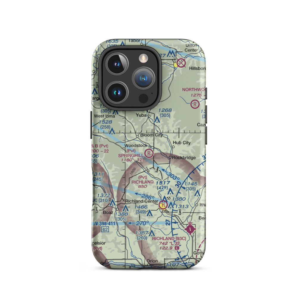 Springhill Field Airport (7WI7) VFR Sectional  Tough iPhone Case iPhone 16 Pro model shown