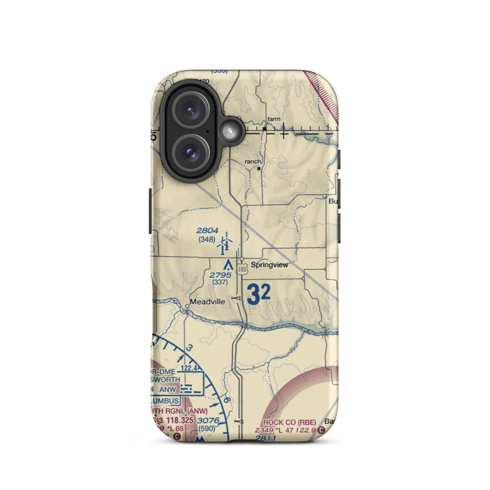 Springview Municipal Airport (9V1) VFR Sectional  Tough iPhone Case iPhone 16 model shown