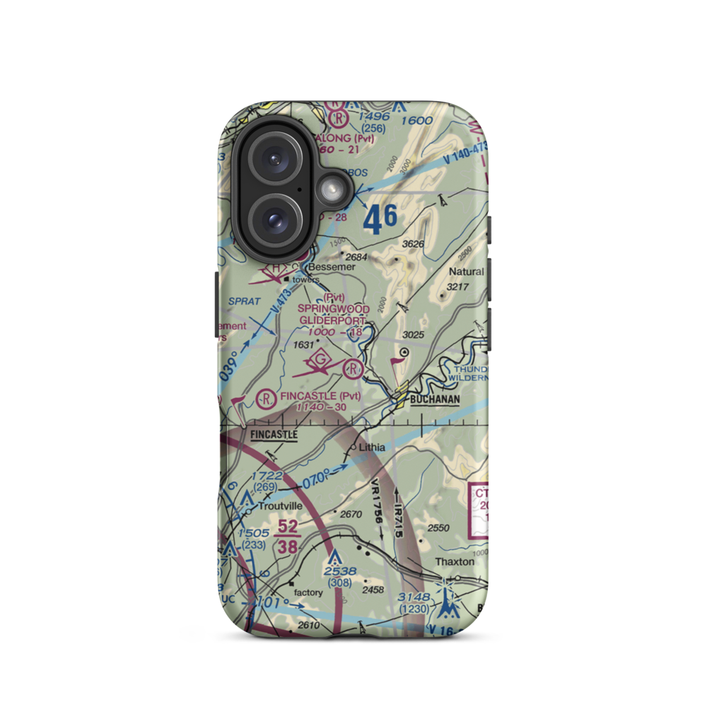 Springwood Airstrip (08VA) VFR Sectional  Tough iPhone Case iPhone 16 model shown