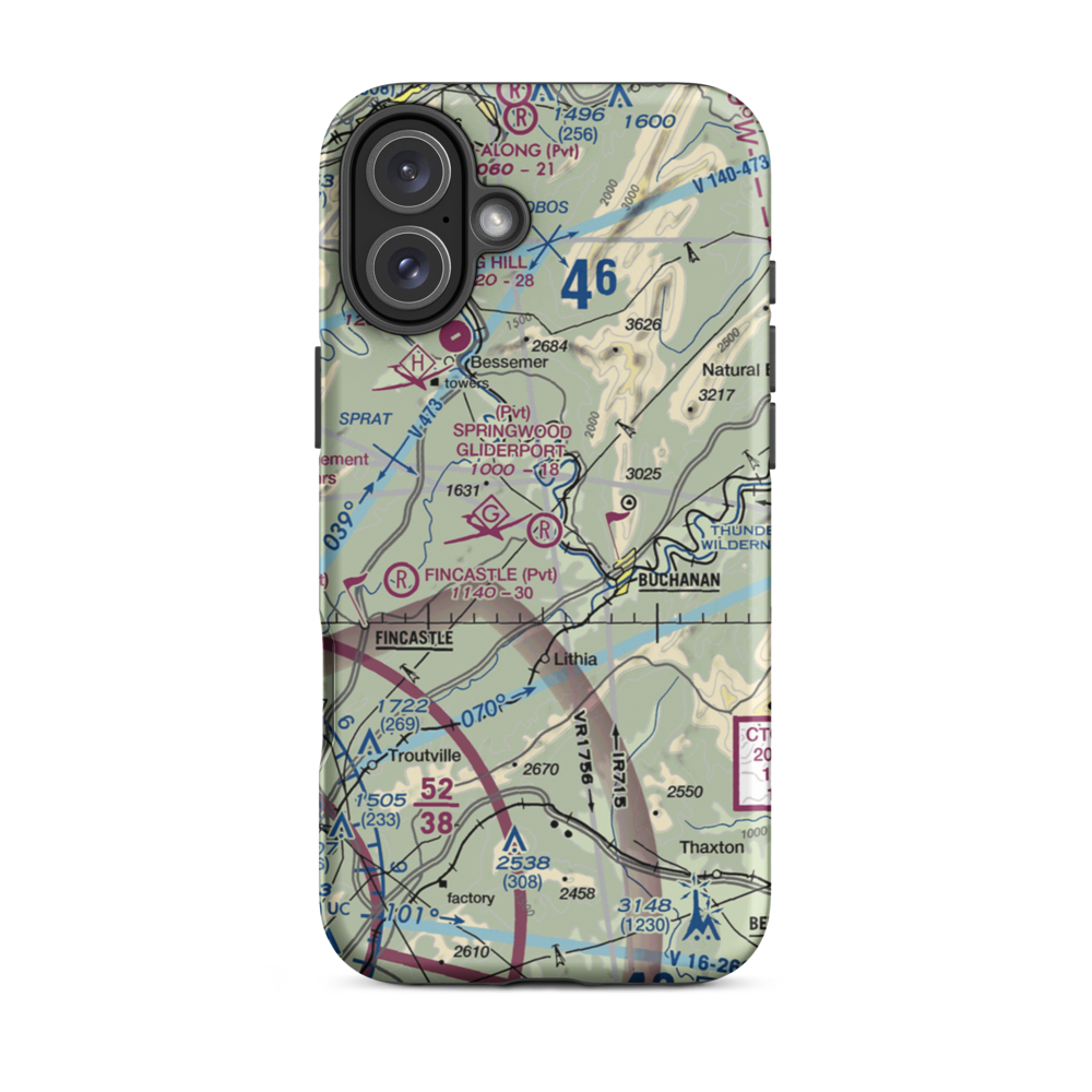 Springwood Airstrip (08VA) VFR Sectional  Tough iPhone Case iPhone 16 Plus model shown