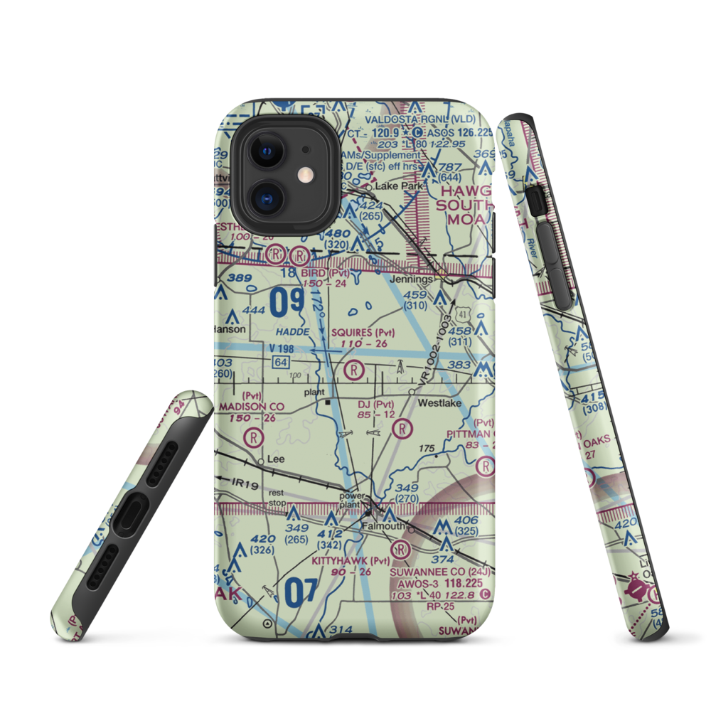 Squires Aviation Ranch Airport (FD63) VFR Sectional  Tough iPhone Case iPhone 11 model shown