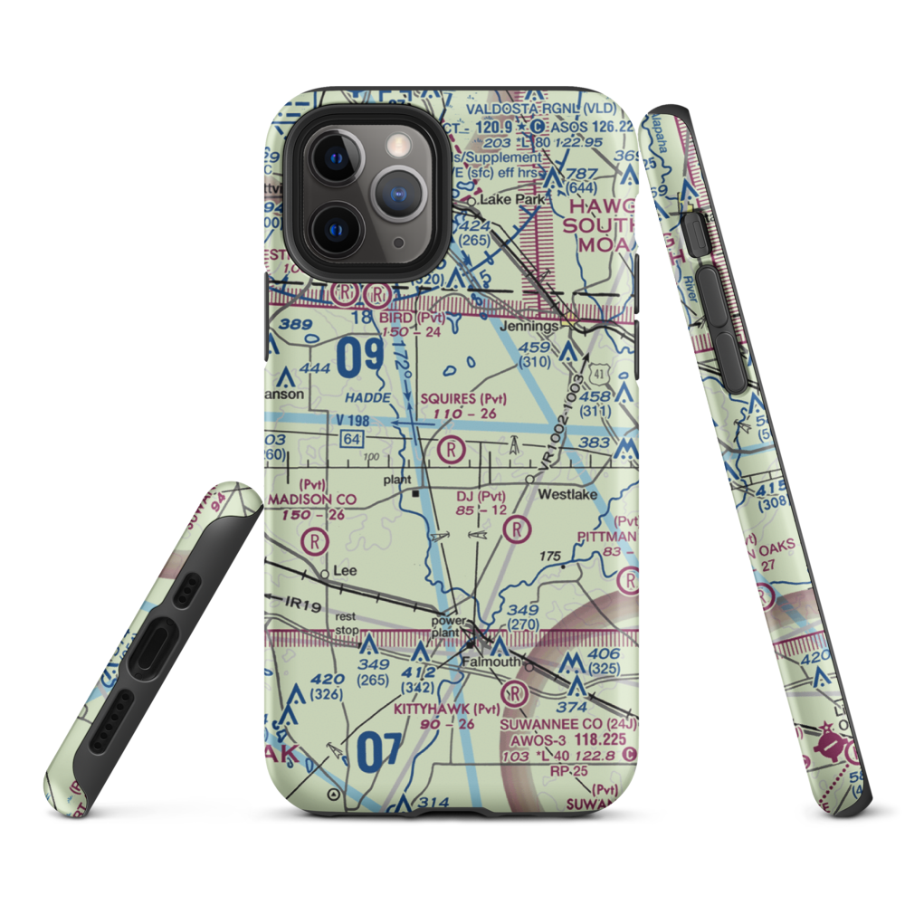 Squires Aviation Ranch Airport (FD63) VFR Sectional  Tough iPhone Case iPhone 11 Pro model shown