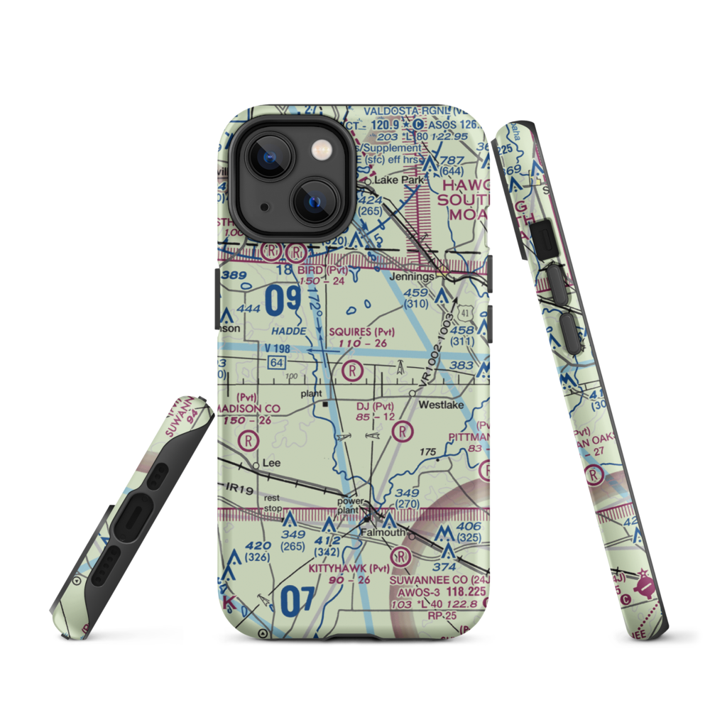 Squires Aviation Ranch Airport (FD63) VFR Sectional  Tough iPhone Case iPhone 14 model shown