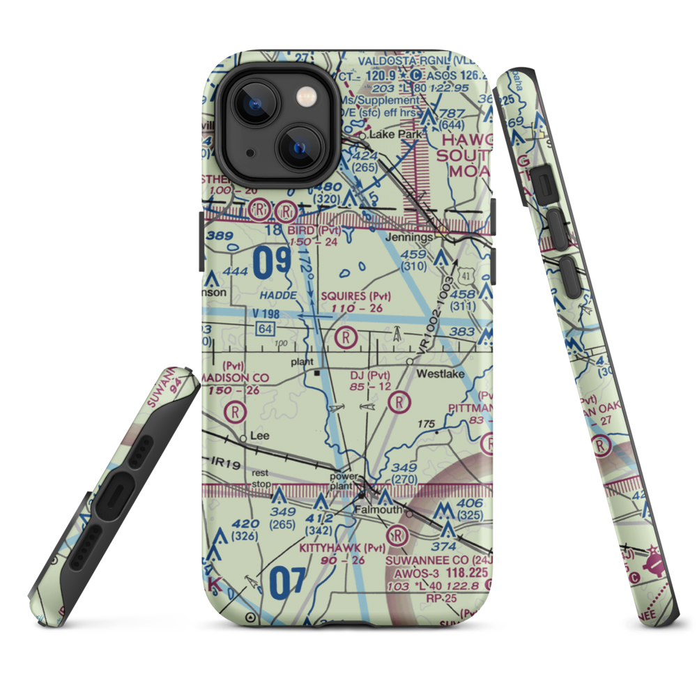 Squires Aviation Ranch Airport (FD63) VFR Sectional  Tough iPhone Case iPhone 14 Plus model shown