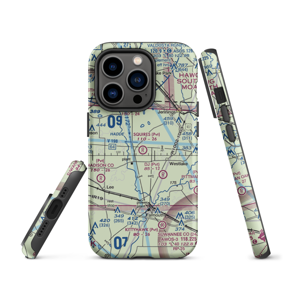 Squires Aviation Ranch Airport (FD63) VFR Sectional  Tough iPhone Case iPhone 14 Pro model shown