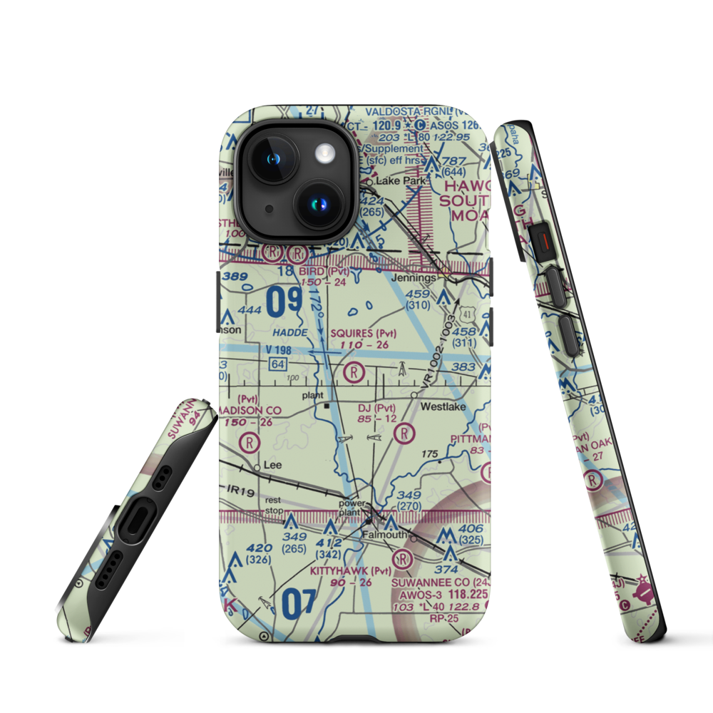 Squires Aviation Ranch Airport (FD63) VFR Sectional  Tough iPhone Case iPhone 15 model shown