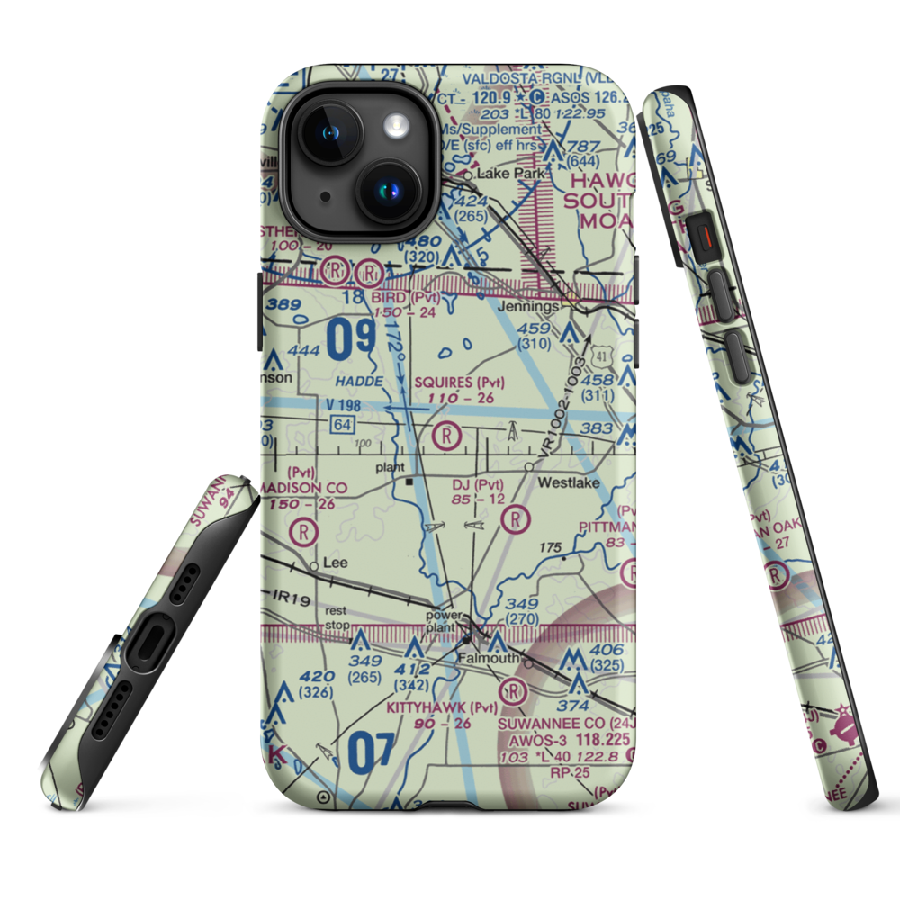 Squires Aviation Ranch Airport (FD63) VFR Sectional  Tough iPhone Case iPhone 15 Plus model shown