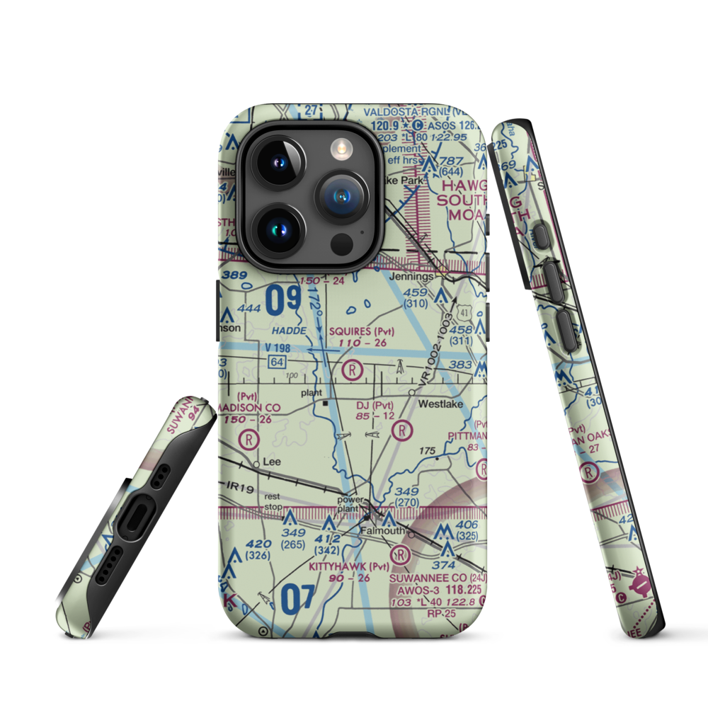 Squires Aviation Ranch Airport (FD63) VFR Sectional  Tough iPhone Case iPhone 15 Pro model shown