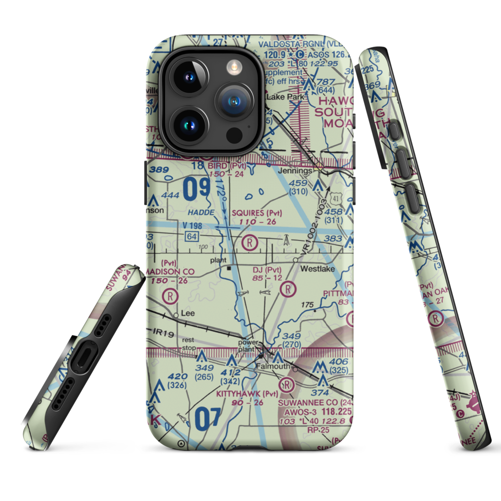 Squires Aviation Ranch Airport (FD63) VFR Sectional  Tough iPhone Case iPhone 15 Pro Max model shown