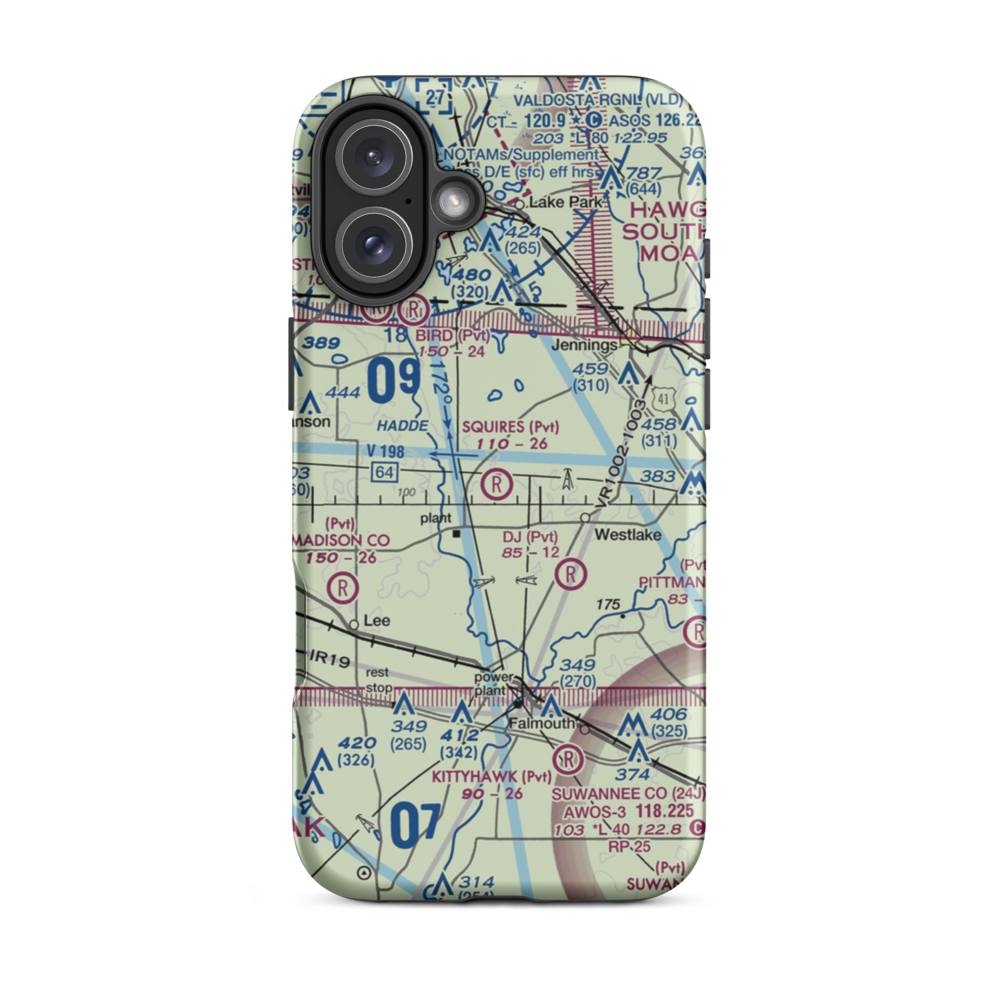 Squires Aviation Ranch Airport (FD63) VFR Sectional  Tough iPhone Case iPhone 16 Plus model shown
