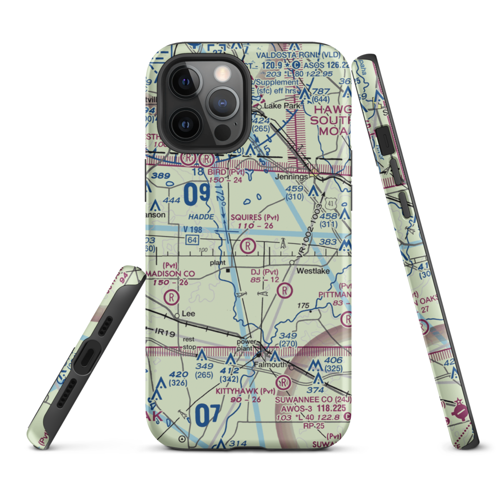 Squires Aviation Ranch Airport (FD63) VFR Sectional  Tough iPhone Case iPhone 12 Pro Max model shown