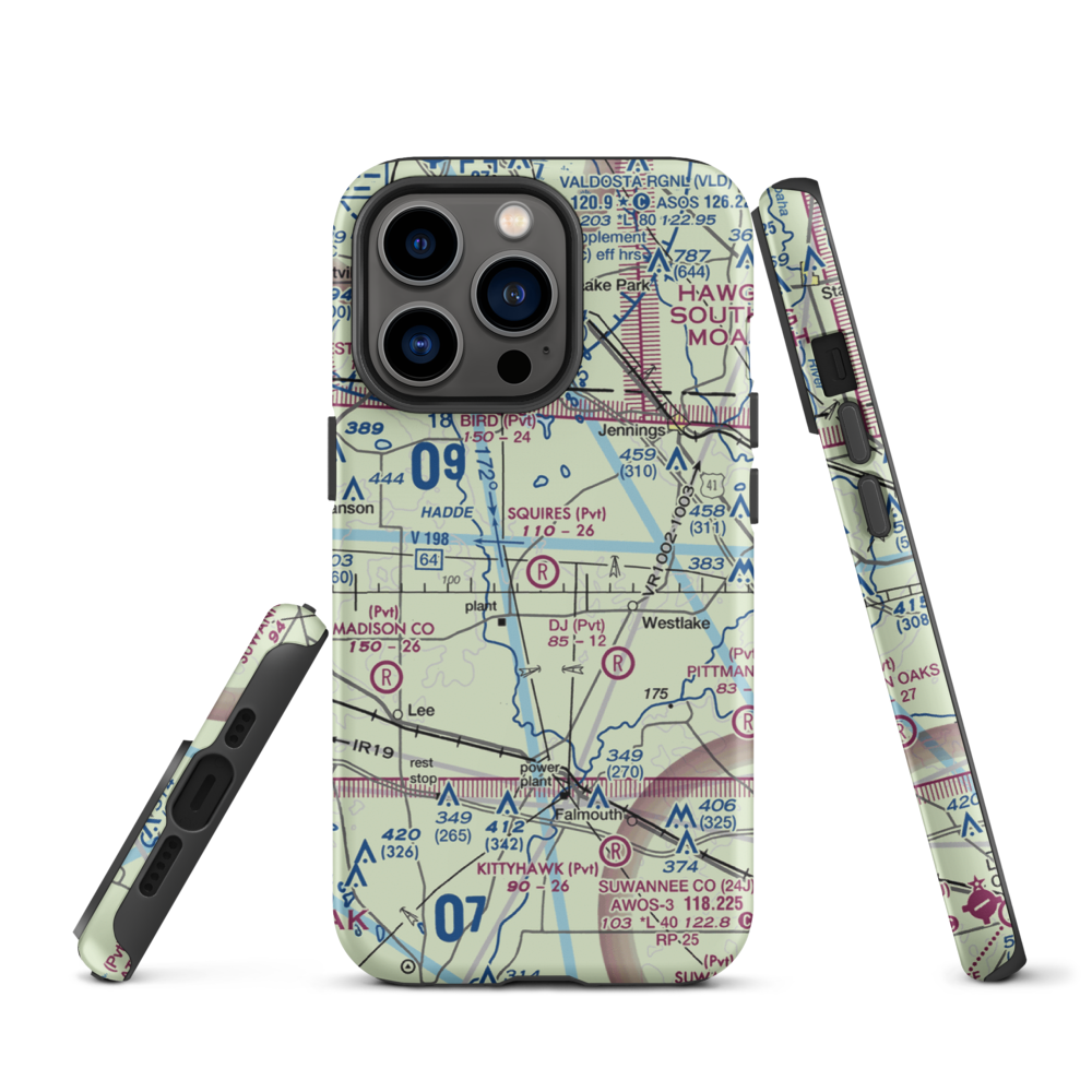 Squires Aviation Ranch Airport (FD63) VFR Sectional  Tough iPhone Case iPhone 13 Pro model shown