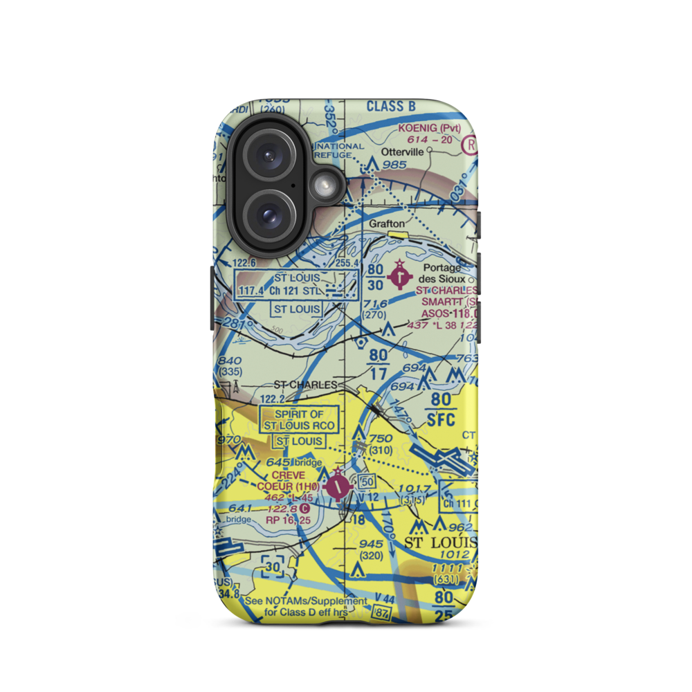 St Charles Airport (3SQ) VFR Sectional  Tough iPhone Case iPhone 16 model shown