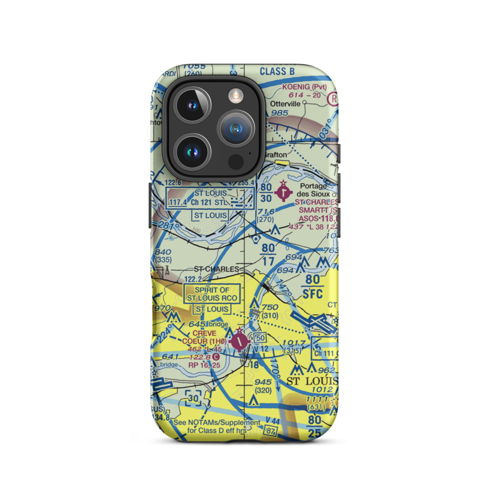 St Charles Airport (3SQ) VFR Sectional  Tough iPhone Case iPhone 16 Pro model shown