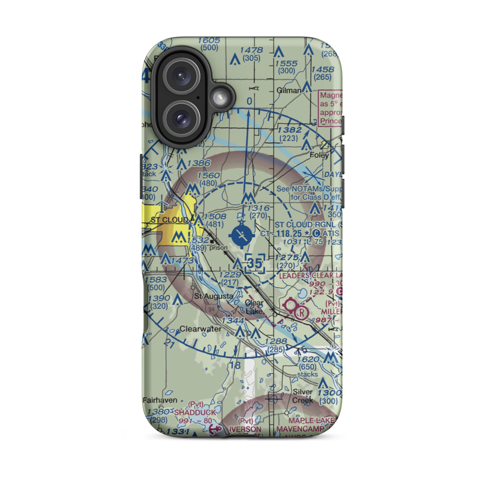 St Cloud Regional Airport (STC) VFR Sectional  Tough iPhone Case iPhone 16 Plus model shown