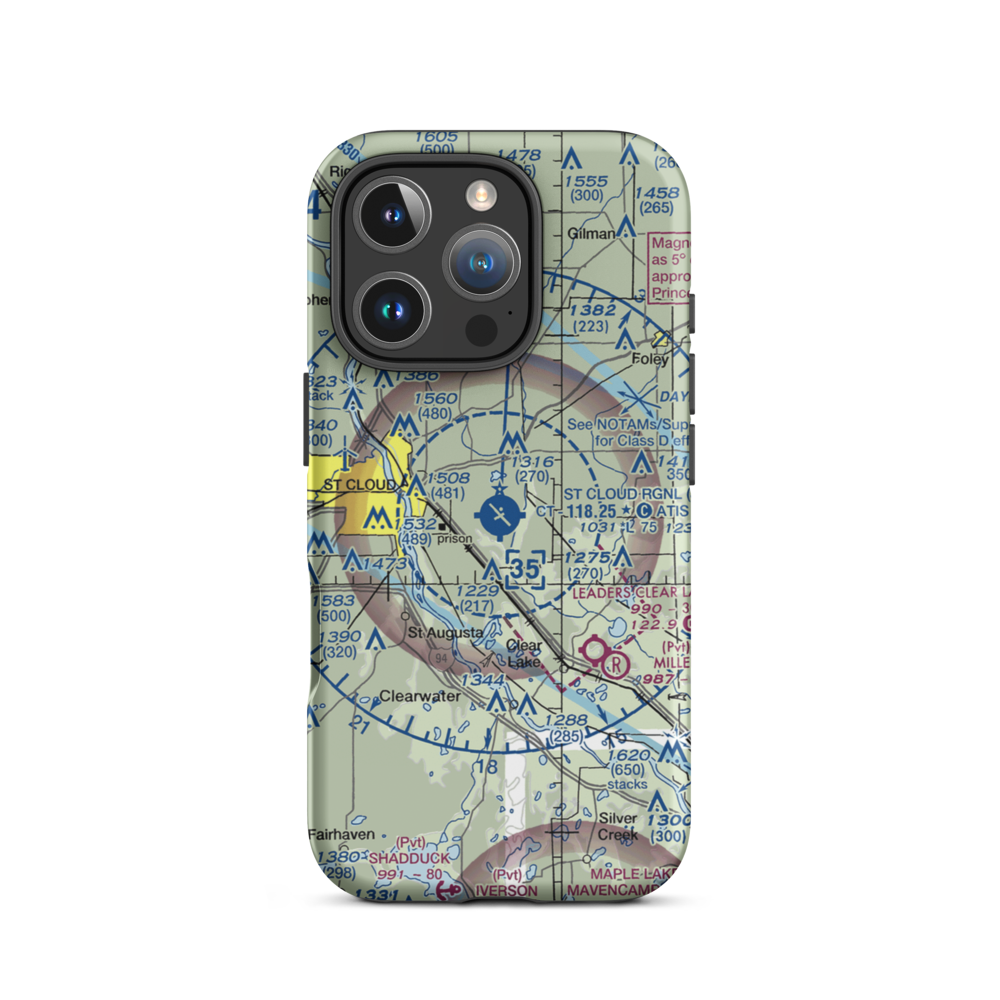 St Cloud Regional Airport (STC) VFR Sectional  Tough iPhone Case iPhone 16 Pro model shown