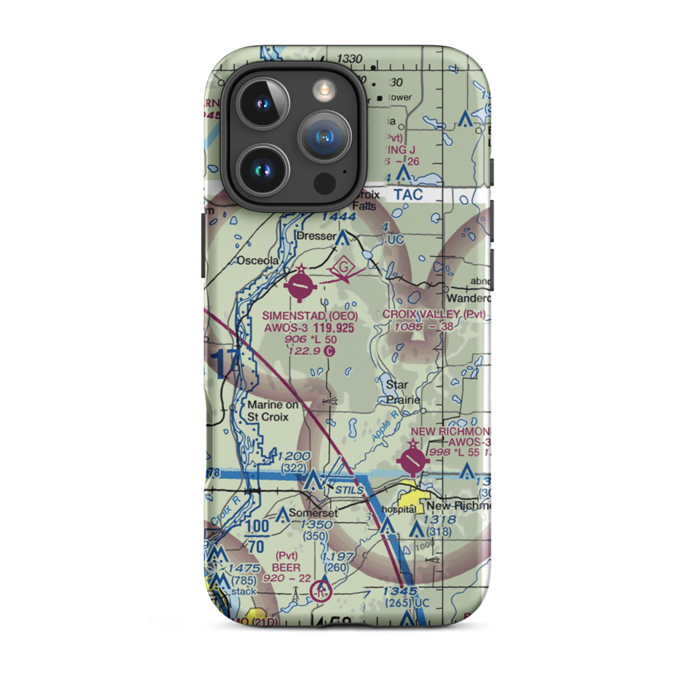 St Croix Valley Airport (WN86) VFR Sectional  Tough iPhone Case iPhone 16 Pro Max model shown