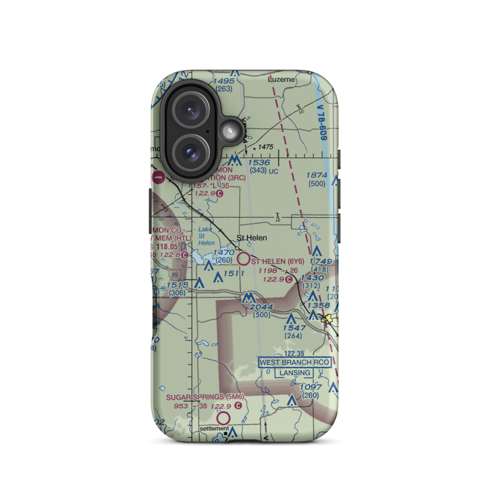 St Helen Airport (6Y6) VFR Sectional  Tough iPhone Case iPhone 16 model shown