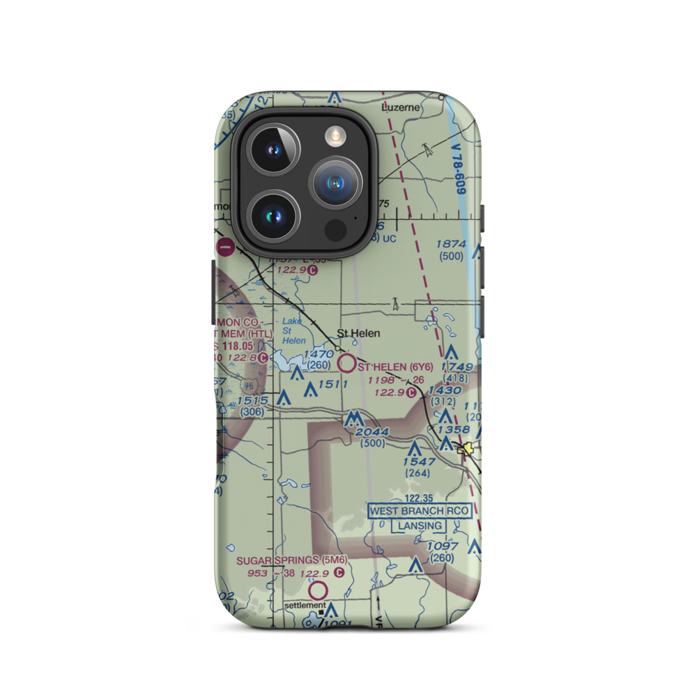 St Helen Airport (6Y6) VFR Sectional  Tough iPhone Case iPhone 16 Pro model shown