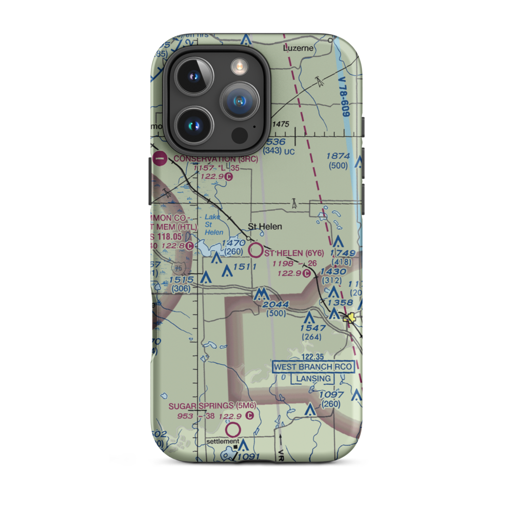 St Helen Airport (6Y6) VFR Sectional  Tough iPhone Case iPhone 16 Pro Max model shown