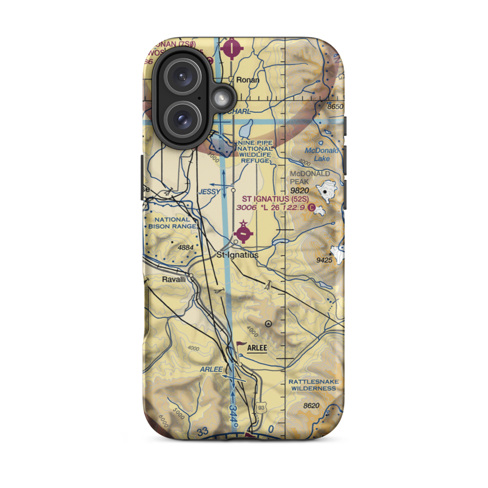 St Ignatius Airport (52S) VFR Sectional  Tough iPhone Case iPhone 16 Plus model shown