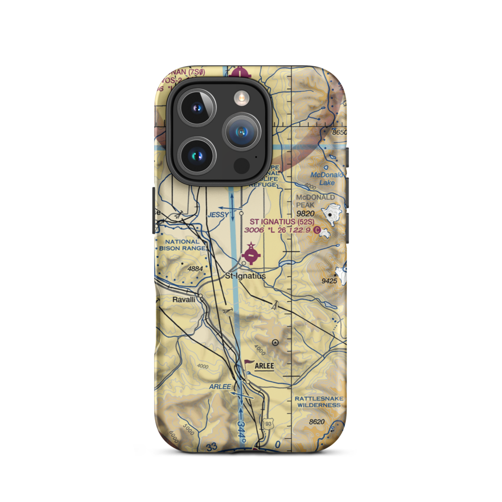 St Ignatius Airport (52S) VFR Sectional  Tough iPhone Case iPhone 16 Pro model shown
