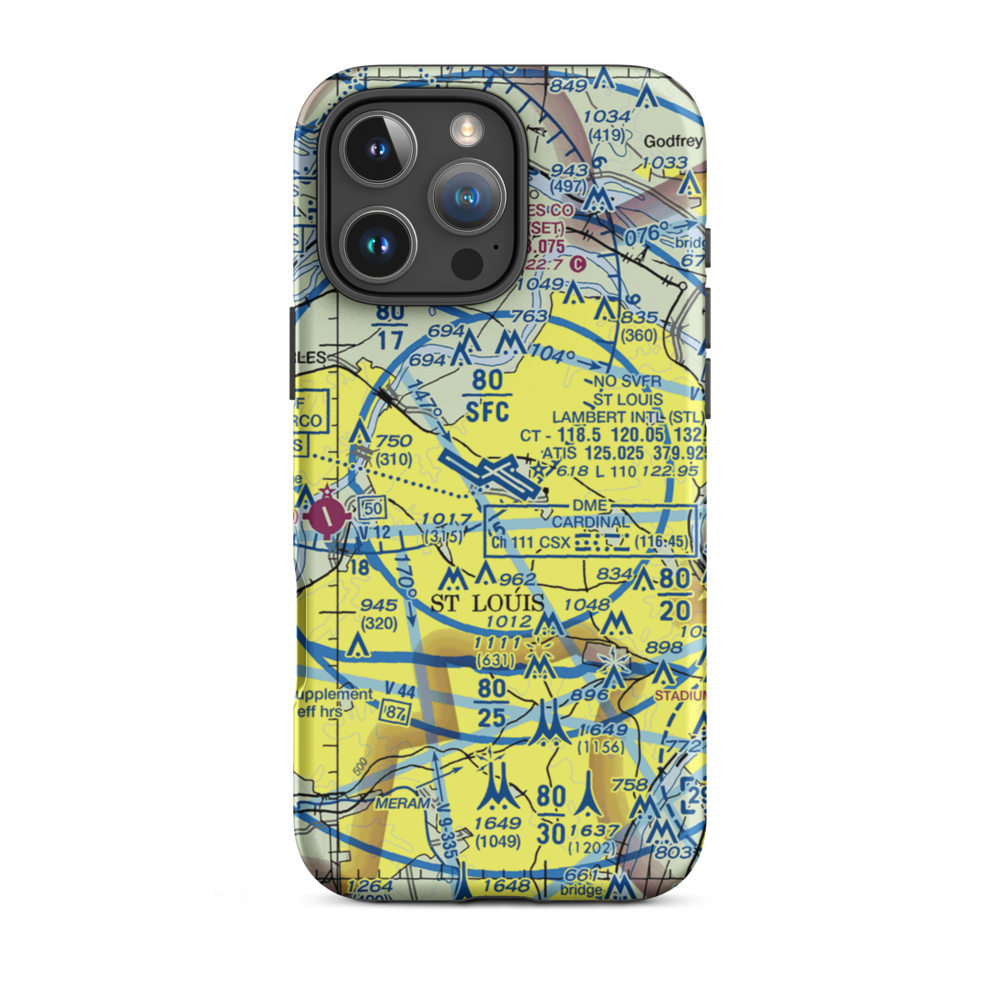 St Louis Lambert International Airport (STL) VFR Sectional  Tough iPhone Case iPhone 16 Pro Max model shown