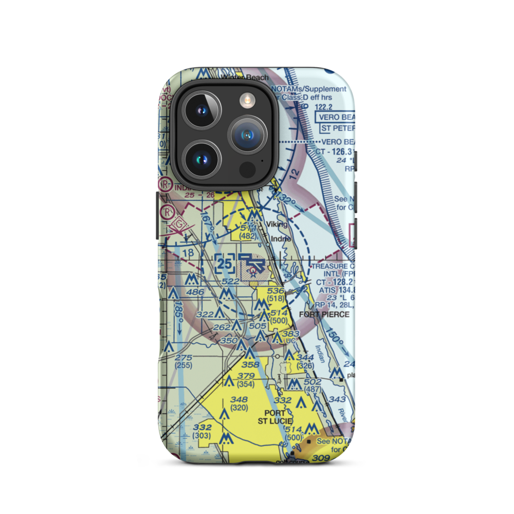 St Lucie County International Airport (FPR) VFR Sectional  Tough iPhone Case iPhone 16 Pro model shown