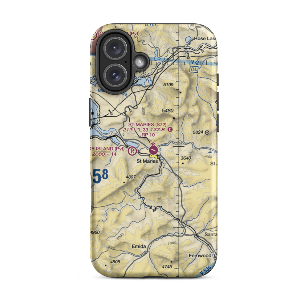St Maries Municipal Airport (S72) VFR Sectional  Tough iPhone Case iPhone 16 Plus model shown