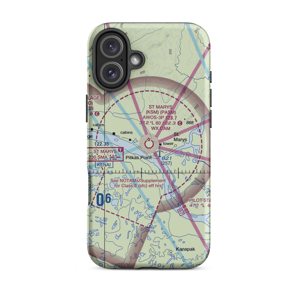 St Mary's Airport (KSM) VFR Sectional  Tough iPhone Case iPhone 16 Plus model shown
