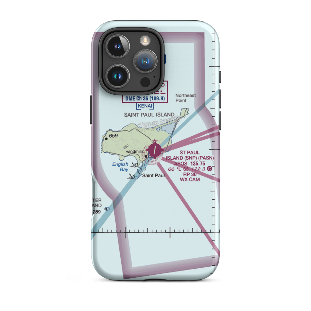 St Paul Island Airport (SNP) VFR Sectional  Tough iPhone Case iPhone 16 Pro Max model shown