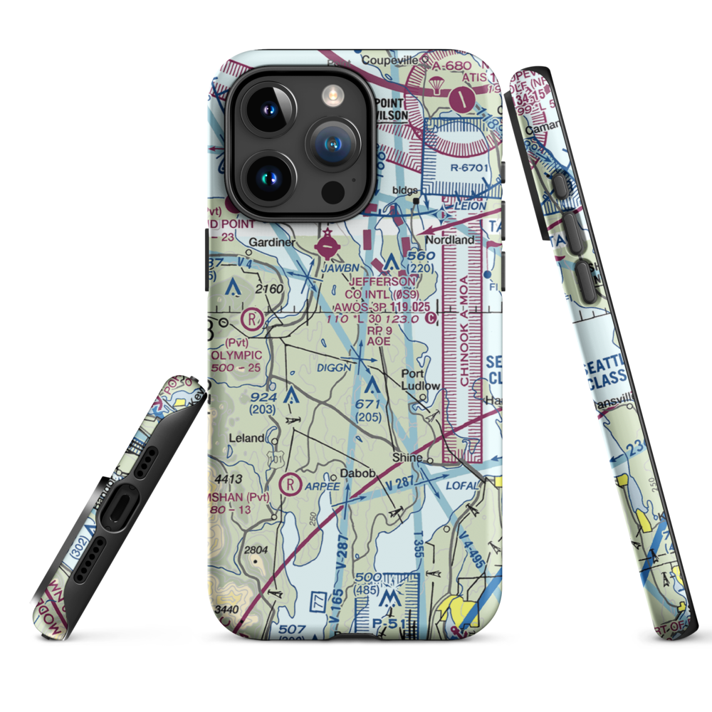 Stacey's Airport (WA42) VFR Sectional  Tough iPhone Case iPhone 15 Pro Max model shown