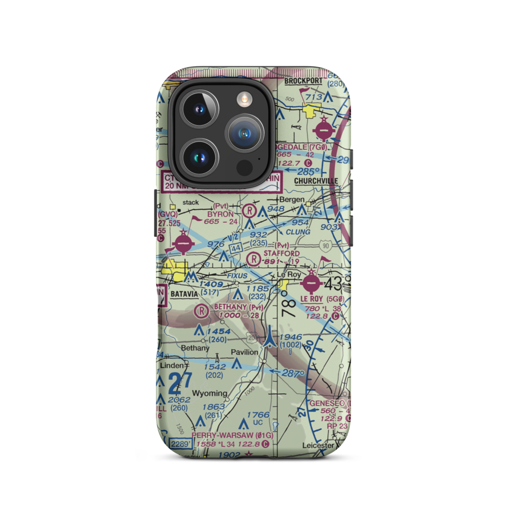 Stafford Airport (20NY) VFR Sectional  Tough iPhone Case iPhone 16 Pro model shown