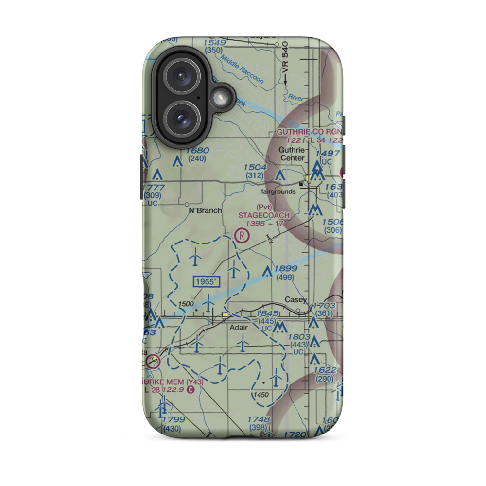 Stagecoach Airport (IA43) VFR Sectional  Tough iPhone Case iPhone 16 Plus model shown