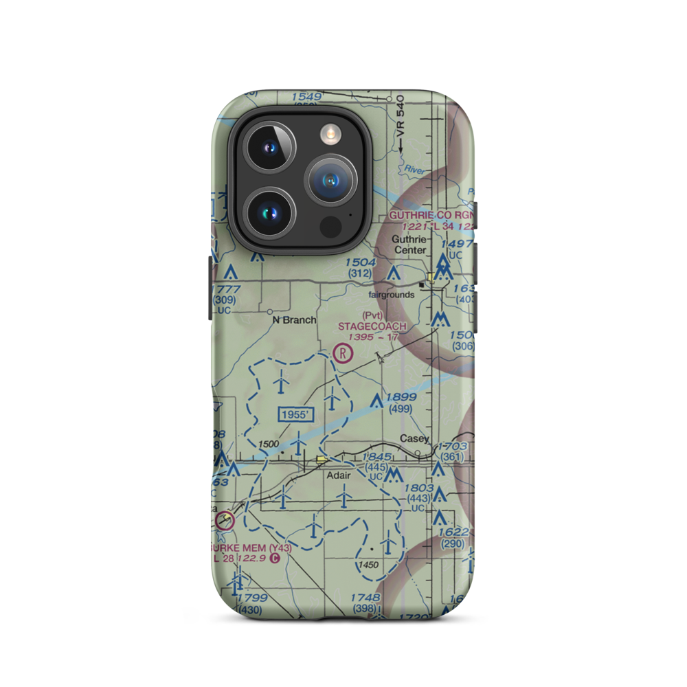 Stagecoach Airport (IA43) VFR Sectional  Tough iPhone Case iPhone 16 Pro model shown