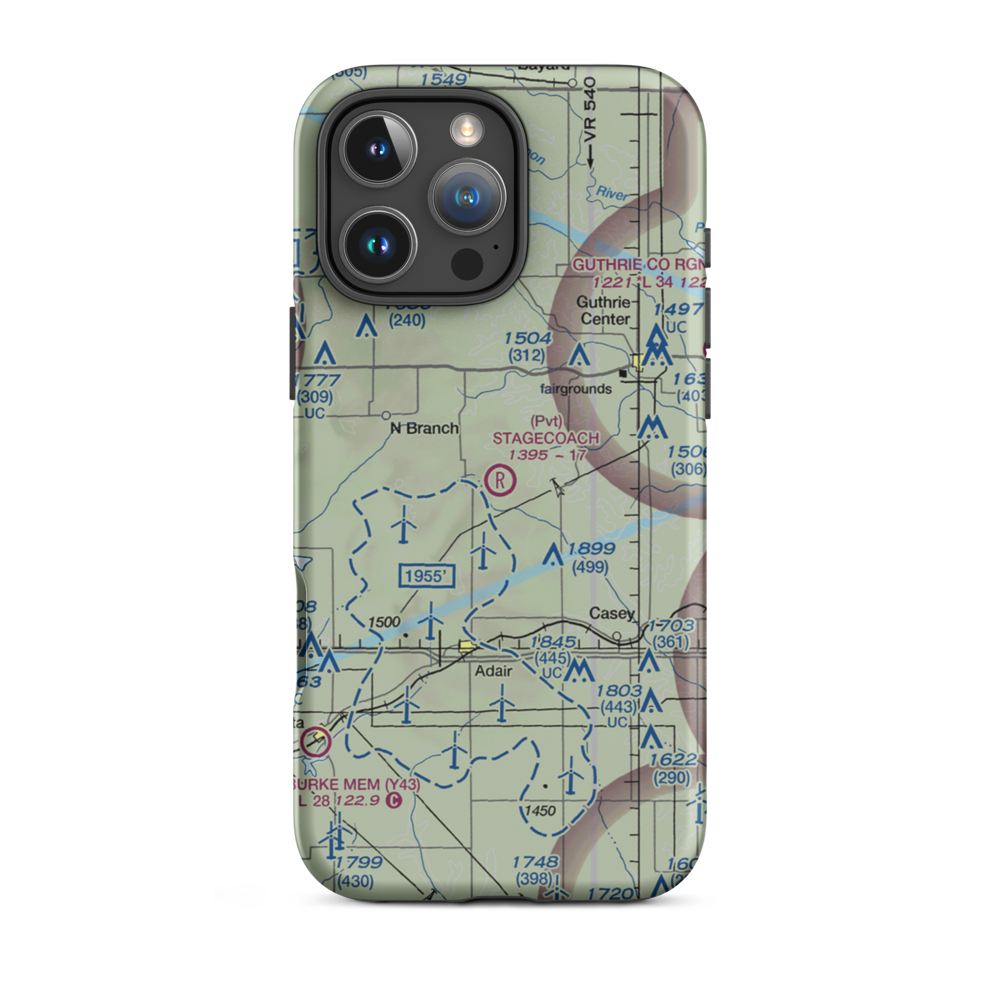 Stagecoach Airport (IA43) VFR Sectional  Tough iPhone Case iPhone 16 Pro Max model shown
